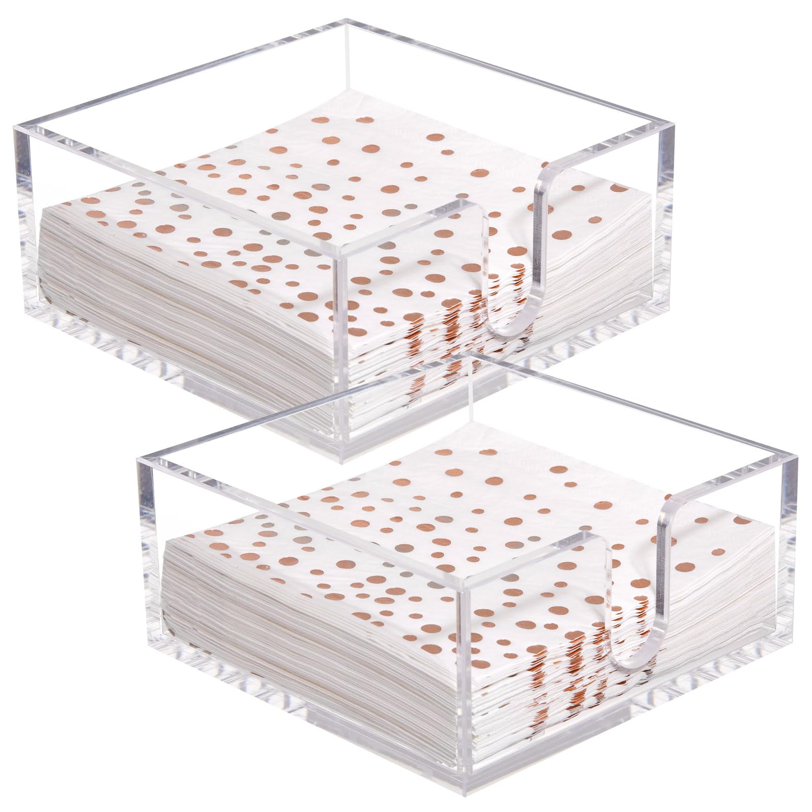 Photo 1 of Rubtlamp 2 Pack Napkin Holder, Clear Acrylic Napkin Holder, 5.5x5.5x2.6 Inch Square Cocktail napkin holder, Plastic Napkins holder Great for Table Bathroom,Kitchen, Dinners for Mothers Day