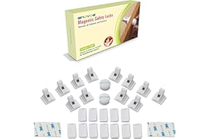Enovoe Magnetic Cabinet Locks for Babies - 12 Locks and 2 Keys - Baby Proofing Cabinets and Drawer Locks for Toddlers - Child Safety Cabinet Kitchen Locks - Easy Install, No Drill, Tools or Screws
