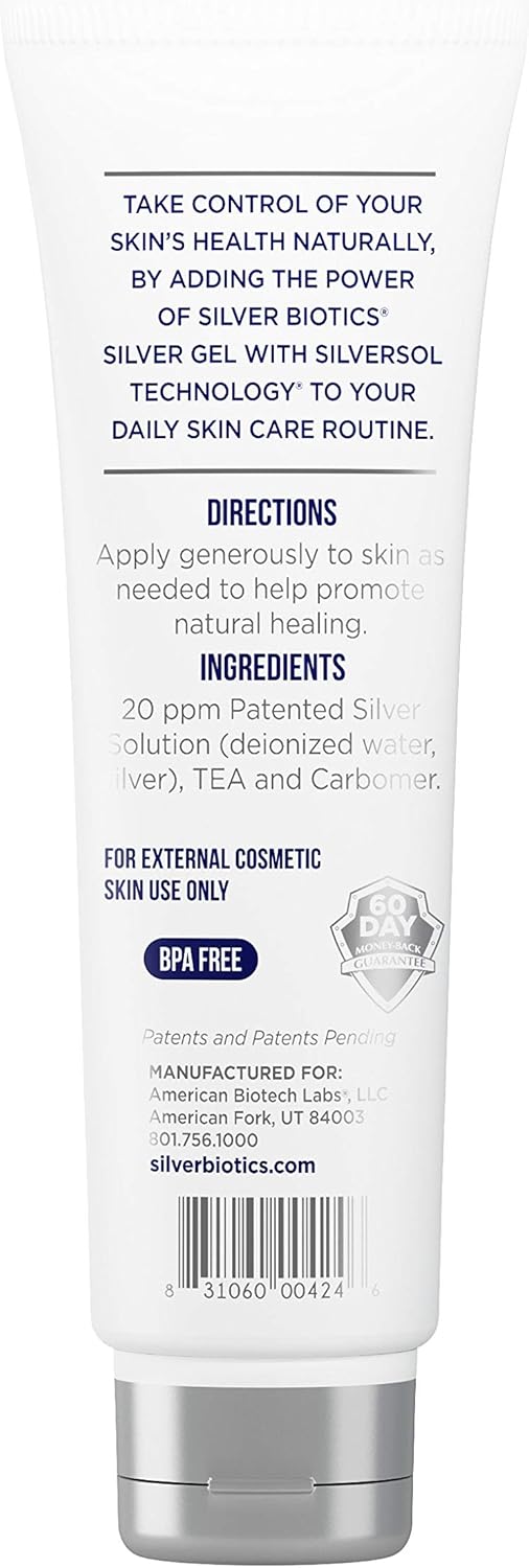 American Biotech Labs - Silver Biotics - Silver Gel - SilverSol Nano-Silver Infused Hydrogel - 4 oz. : Body Gels And Creams : Beauty