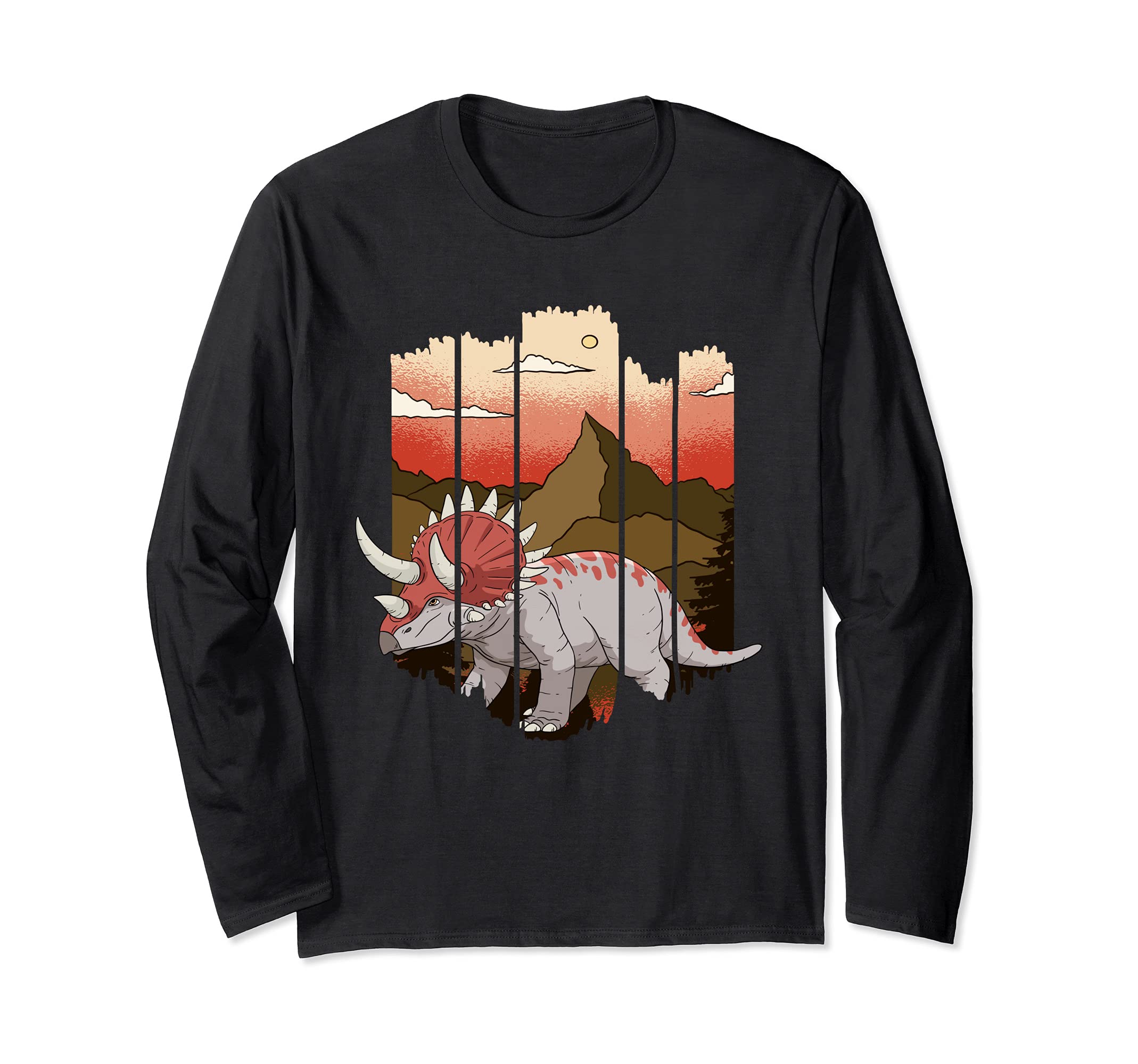triceratops Dinosaur Vintage Saurus Long Sleeve T-Shirt
