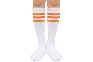 Henwarry Kids Toddler Soccer Socks Classical Stripes Cotton Soft Over the Calf Tube Socks for Boys Girls