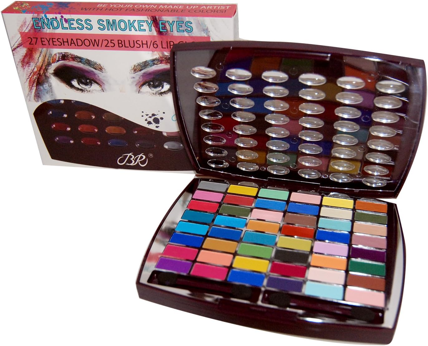 BR Makeup Kit, Endless Smokey Eyes Kit, 27 Eyeshadow / 25 Blush / 6 Lip Gloss