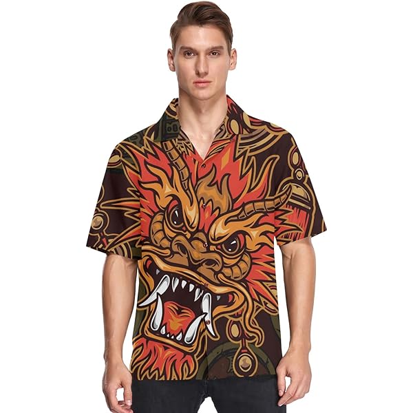 Camisa De Colores De Estilo Hawaiano Para Hombre Con Motivos Geometricos 14383