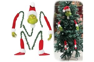JXUEYCH Christmas Tree Decoration, Elf Head, Arms and Legs for Christmas Tree, Stole Christmas Elf Stuffed Stuck Tree Topper Garland Ornaments (A)