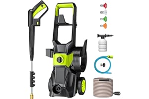 Electric Pressure Washer with 4 Quick Connect Nozzles, Foam Cannon, 33ft Outlet Hose, 10ft Inlet, 36ft Power Cord for Car/Pat