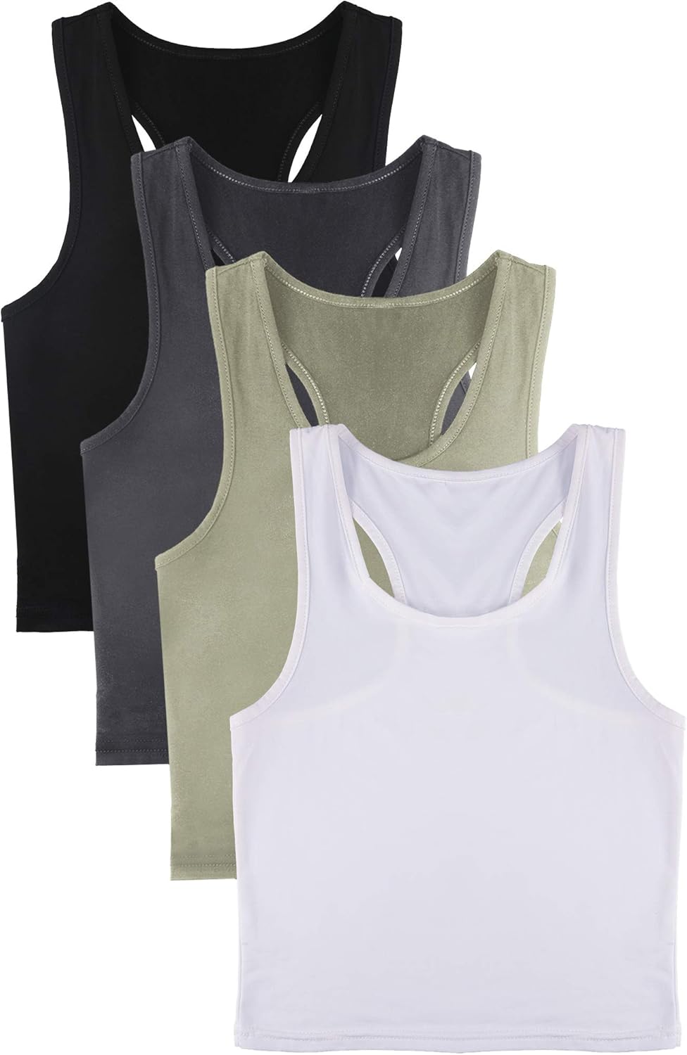 4 Pieces Basic Crop Tank Tops Sleeveless Racerback Crop Sport Cotton Top for Women: Clothing