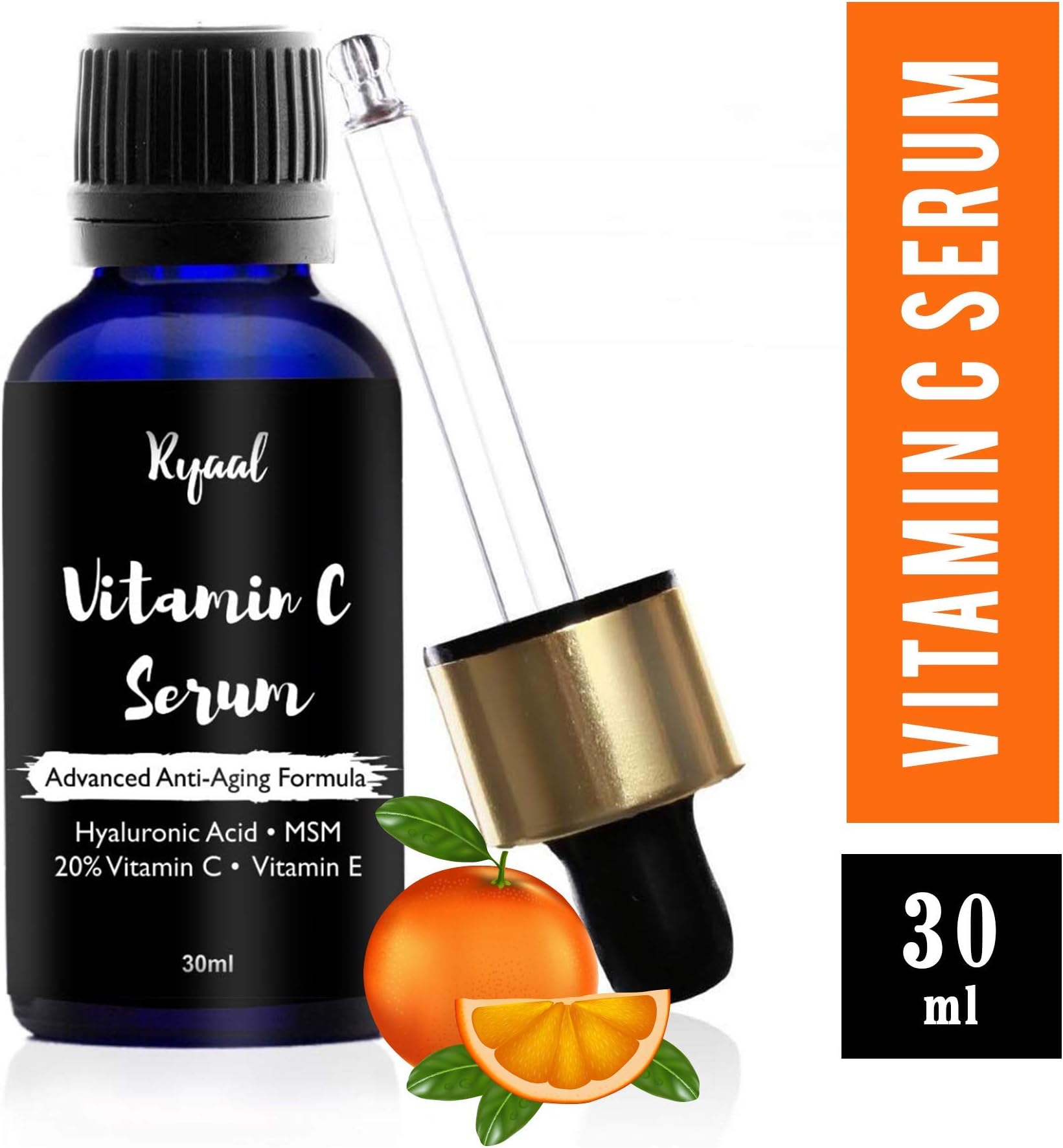 Ryaal Anti-Aging Vitamin C 20% Serum - 30Ml - With Hyaluronic Acid And Vit E - Wrinkle Repairs Dark Circles, Fades Age Spots And Sun Damage