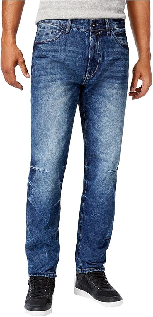 Sean John Men's Hamilton Relaxed Tapered Fit Jeans (34W, Deep Indigo
