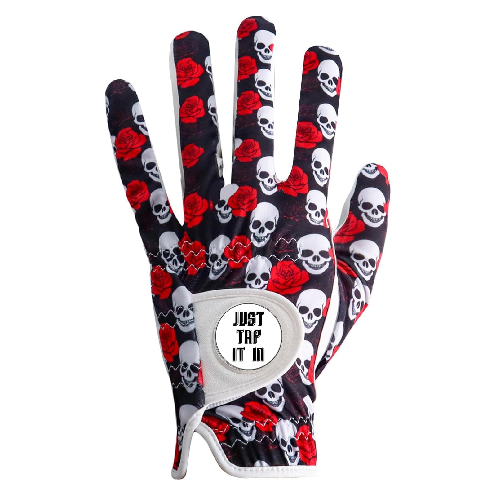 AMRTA Golf Glove Men Left Hand 1 Pack with Ball Marker, Mens Right Handed Golf Glove Leather Breathable All Weather Grip (Rose, ML)