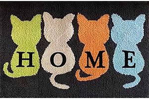 YAKOLECI Latch Hook Kits for Adults, Pre-Printed Handmade Rug Crochet Yarns DIY Door Mat Kits for Home Decor Festival Gift 23.6"X15.8" (Home CAT)