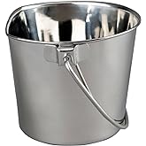 Advance PET Products 6 Quart Heavy Duty Stainless Steel Flat Side Bucket | Durable Food &amp; Water Pail for Dogs, Cats, Kennels, Cages and Critter Crates | Multi-Purpose Bucket
