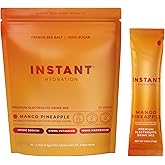 Instant Hydration Sugar Free Electrolytes Powder Packets - Mango Pineapple Electrolyte Drink Mix &amp; Travel Essentials - Post Workout Recovery, Brain Health, Muscle &amp; Tissue Support - 20 Sticks