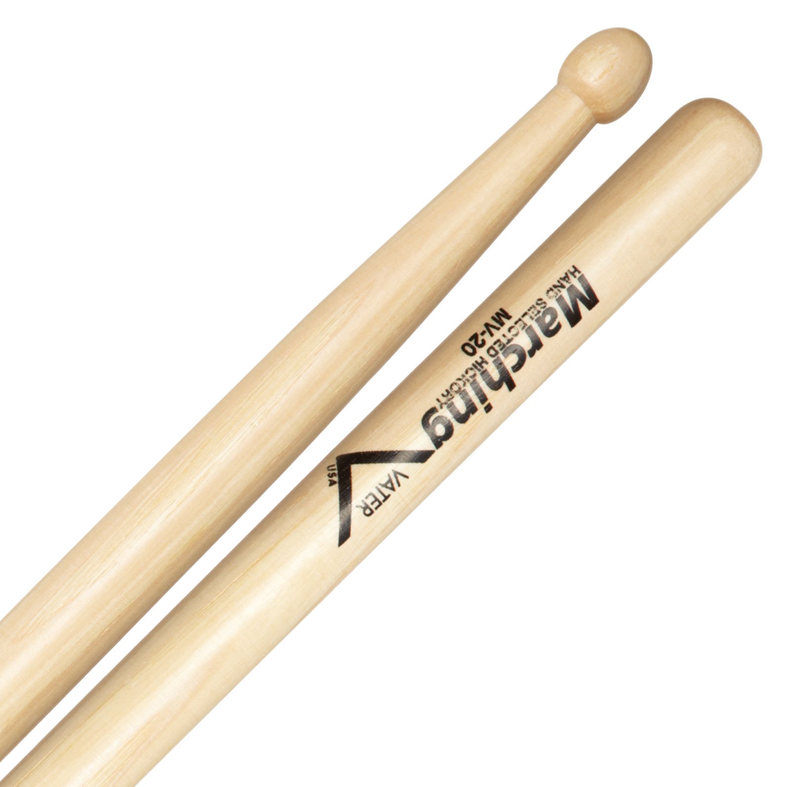 Vater Drumsticks MV20 - Marching Snare and Tenor Sticks - Hickory - Wood Tip