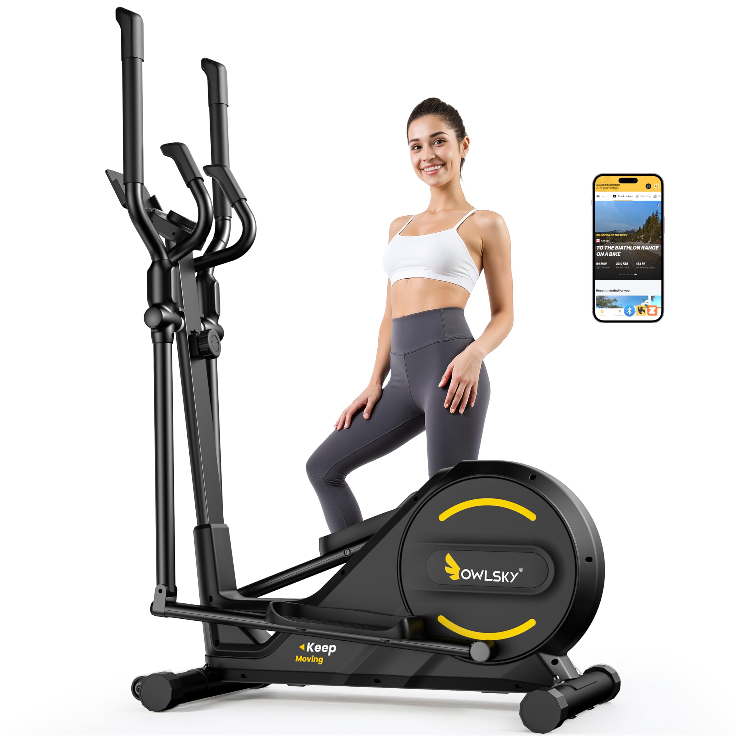 Photo 1 of ***OPEN FOR INSPECTION***OWLSKY Elliptical Exercise Machine, Elliptical Machine for Home with Hyper-Quiet Magnetic Driving System, 16 Resistance Levels,300LBS
