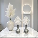 Flourish Vase with Artificial Flowers Grey White Pre Arranged view 4