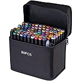 Art Marker Set 80 Color Dual Tip Permanent Sketch Markers for Artist Kid Drawing