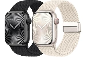 BUTIFACION Braided Stretchy Bands with Magnetic Clasp Compatible for Apple Watch Band 38mm 40mm 41mm 42mm 44mm 45mm 46mm 49mm Women Men, Nylon Sport Solo Loop for iWatch Series 11 10 9 8 7 6 5 4 3 Ultra 3 2 1 SE