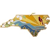 Totally Bamboo North Carolina State Shaped Cutting Board and Charcuterie Serving Platter with Artwork by Summer Stokes, Includes Hang Tie for Wall Display 18" x 8" x 5/8"