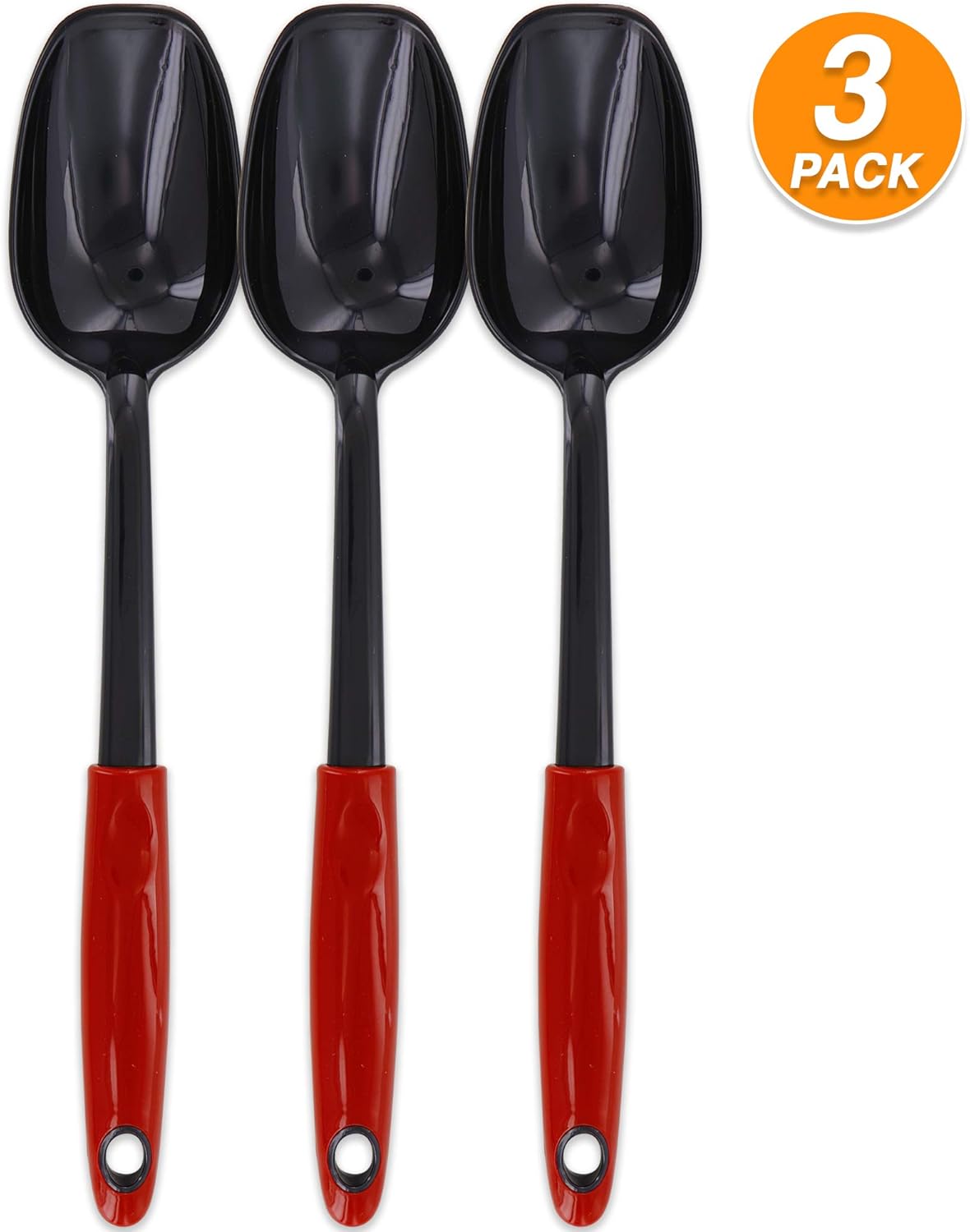 Ram Pro Basting Spoon Professional Kitchen Utensil Cooking Spoon Made of Heat Resistant Nylon with Ergonomic handle Ideal for all sorts of cooking (Red) Pack Of 3: Kitchen & Dining