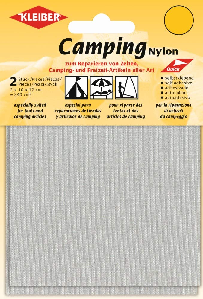 Kleiber Canvas Style Self Adhesive Waterproof Nylon Repair Patches, Light Grey