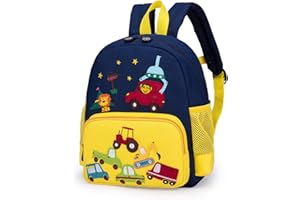 Willikiva Cute Zoo Little 3D Backpack Kids Backpack for Boys and Girls Toddler Backpack Waterproof Preschool Yellow Car One Size
