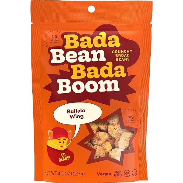 BADA BEAN BADA BOOM, CRUNCHY ROASTED BROAD BEAN SNACKS (FAVA), HIGH PROTEIN, VEGAN, GLUTEN-FREE – 110 CALORIE PACKS, CINNAMON, 4.5 OUNCE (PACK OF 6)