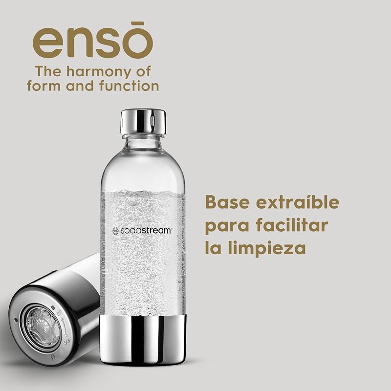 Enso - máquina premium de gaseificação de água em aço inoxidável, inclui garrafa de 1 litro para gaseificação e segura para máquina de lavar loiça.
