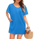Pinup Fashion Women's Terry Cloth Swim Cover Up Short Sleeves Coverup with Pockets