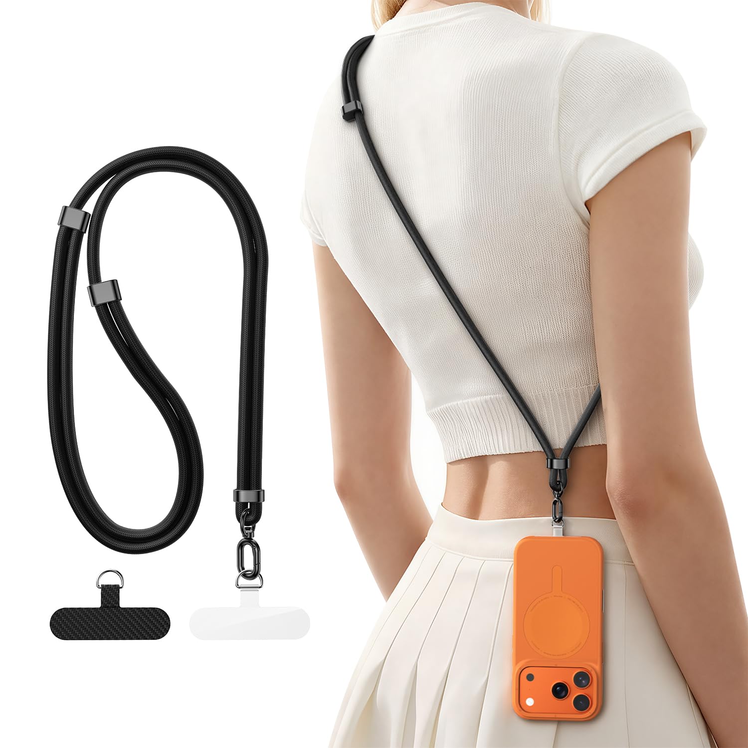 Photo 1 of [2025 Upgrade] Phone Lanyard Crossbody with 2 TPU Phone Tabs, Adjustable Anti Theft Phone Strap Crossbody, Zinc Alloy Metal Buckles, Universal Cell Phone Neck lanyard for Daily & Travel Essentials