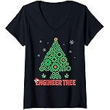 Womens Christmas Engineer tree | Mechanical Engineering Gift V-Neck T-Shirt