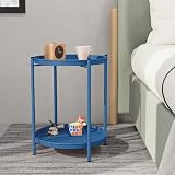 Grand patio 2-Tier Round Side Table Peacock Blue Outdoor Patio view 3