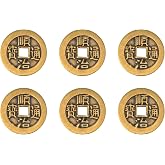 6pcs I Ching Coins, 1.1 Inch Brass Chinese Feng Shui Fortune Lucky Coin | for Divination Decor Bring Good Luck Wealth Success Health