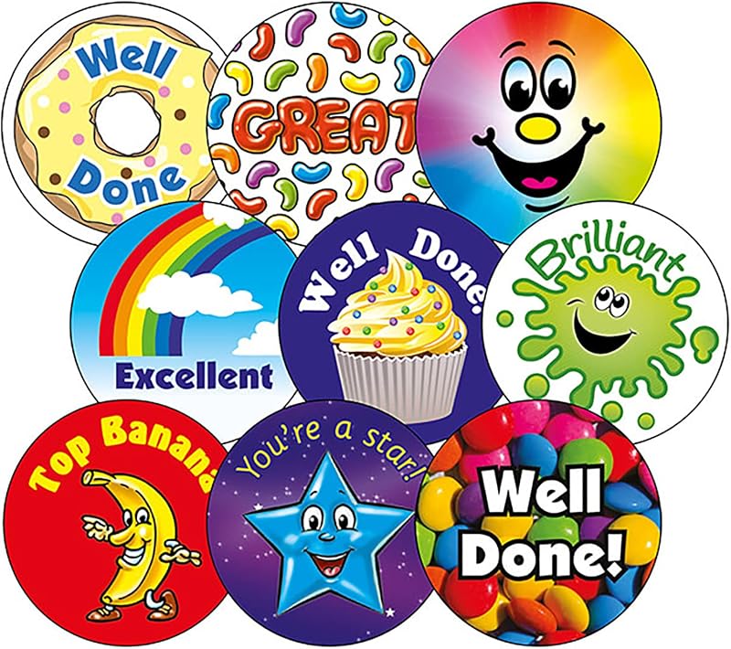 Primary Teaching Services 450 Mixed Scented Motivational Stickers 37mm Pack