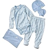 Butterblu Check Me Out 6-Piece Baby Gift Set Organic Cotton Layette Clothing in Box for Boys & Girls