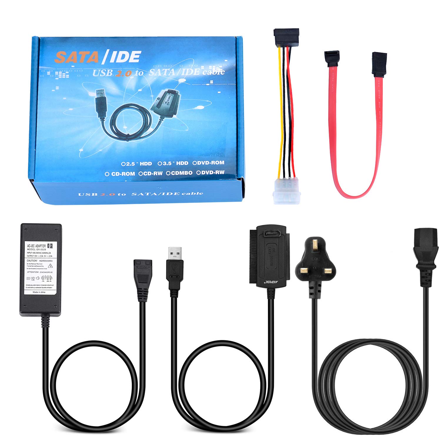 Cables y conectores AGPtek SATA/Pata/IDE Drive a USB 2.0 Adaptador convertidor Cable para Disco