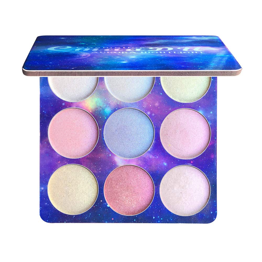 Snowfoller 9 Colors Eyeshadow Palette Fantasy Starry Sky Theme Highlight Eye Makeup Eye Shadow Powder Long Lasting Bright Eyeshadow Set
