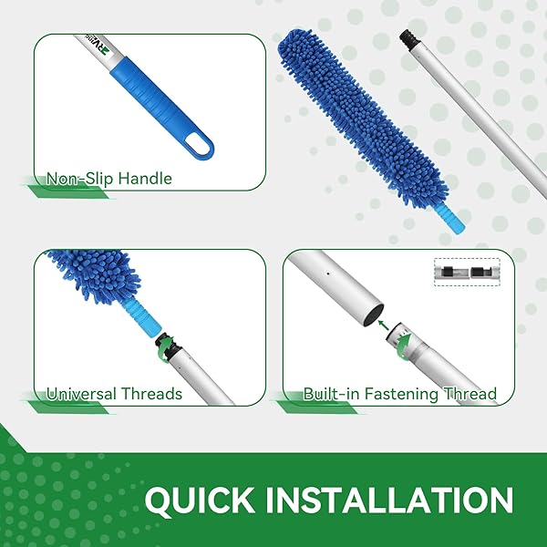 RVINGPRO RV AWNING CLEANER, BENDABLE MOP-HEAD, HYPER-ABSORBENT PAD, EXTENDABLE POLE, NON-SLIP HANDLE, WITH 2 MAGIC ERASERS FOR RVS, CAMPERS, TRAILERS, TRUCKS