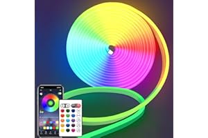 segrass 16.4FT DC24V RGB LED Neon Rope Lights with Remote/APP Control, Waterproof, Flexible, Multicolor, Modern Style for Bedroom, Room, Outdoors, Christmas Decor