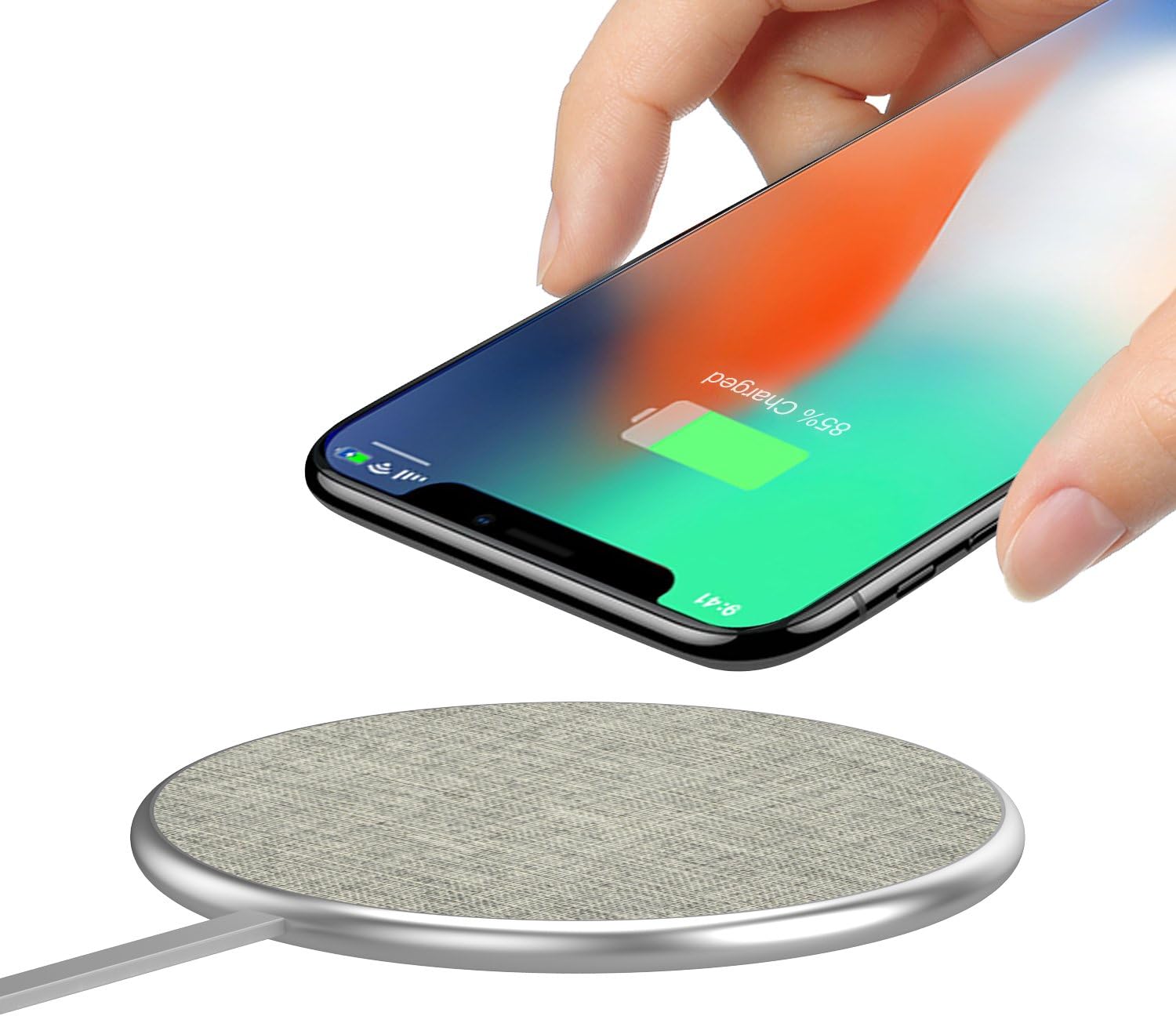 YUWISS Wireless Charger, Phone Wireless Charging Pad Stand 10W Compatibale with iPhone X, iPhone 8/8 Plus, Galaxy S9/S9+Note 8/5 S8/S8+ S7/S7 Edge S6 Edge Plus and All QI-Enabled Cell Phones