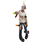 Scary Walking Zombie Wrapped in Lights Halloween Christmas Tree Ornament