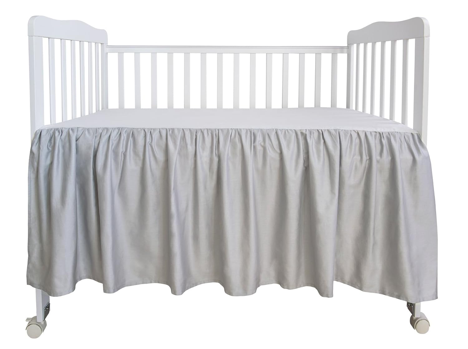 TILLYOU Microfiber Crib Skirt Pleated Herringbone Jacquard Nursery Crib