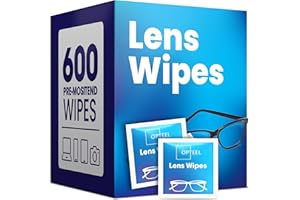 OPTEEL Lens Wipes for Eyeglasses - Pre-moistened Eyeglass Lens Cleaning Wipes - 600 Lens Wipes Individually Wrapped Sracth-Free Streak-Free Eye Glasses Wipes Lens Cleaner for Sunglass & Camera Lens
