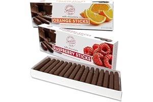 SNACKIVORE Sweet Candy Milk Chocolate Candy Sticks Variety 2 Pack- Milk Chocolate Orange Sticks and Milk Chocolate Covered Raspberry Jelly Stick