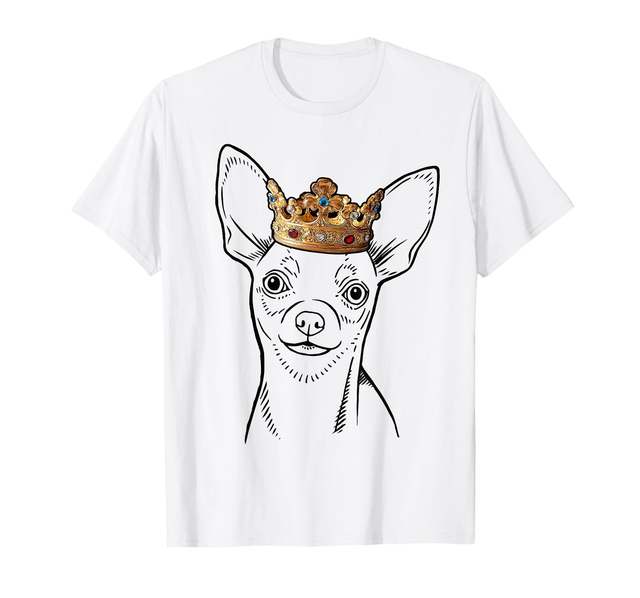 Smooth Chihuahua Dog Wearing Crown T-Shirt