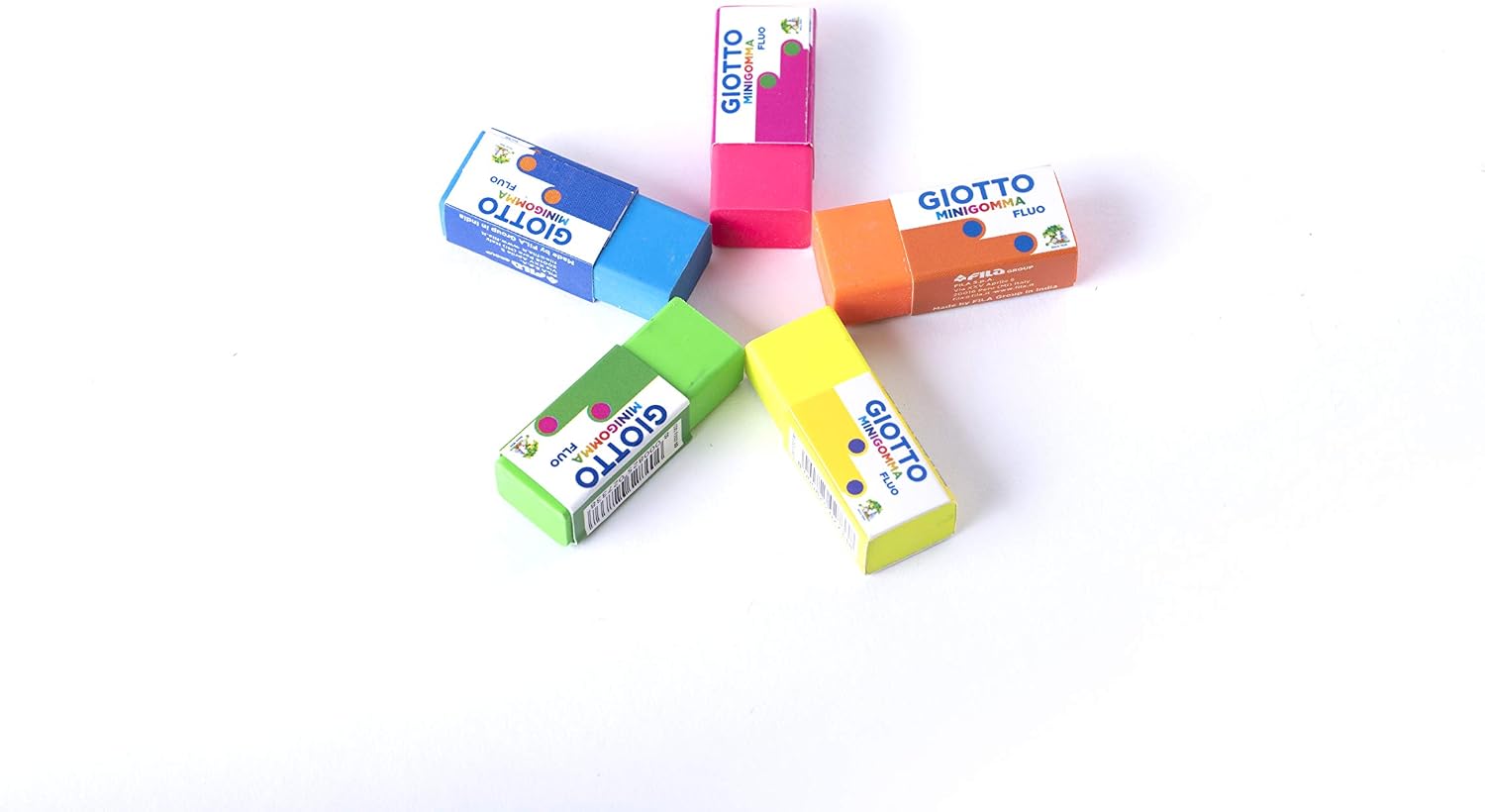 Giotto 025200 Neon Mini Erasers Set of 5 - Image 3
