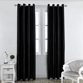 Kinlo 2stk 145x175cm Bxl Gardinen Verdunkeln Schwarz Vorhang
