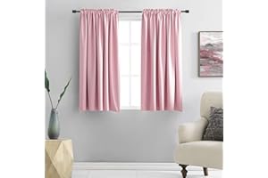 DONREN Pink Curtains for Kids Room - Home Decoration Privacy Protection Blackout Thermal Insulated Window Drape with Rod Pocket (Set of 2 Panels,42 x 45 Inch)