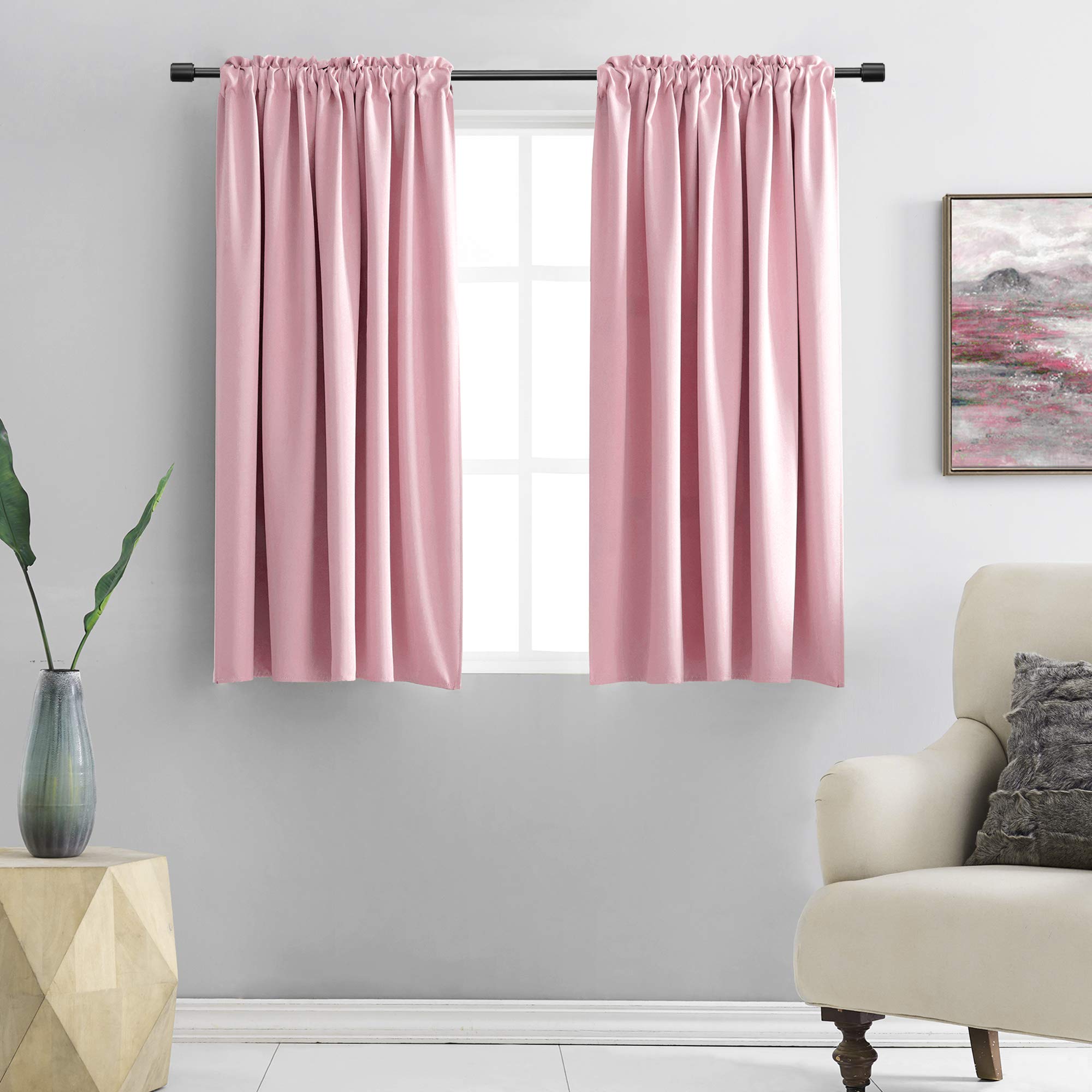 DONREN Pink Room Darkening Curtains for Bedroom Girls - Home Decoration Privacy Protection Thermal Insulated Blackout Window Drape with Rod Pocket (Set of 2 Panels,42 x 54 Inch)