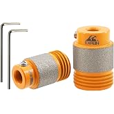 EXFEIN 2pcs Diamond Grinder Bits for Stained Glass, 3/4" and 1" Core, Vacuum Brazed, Suitable for Glass Grinders, Max RPM: 4200 RPM
