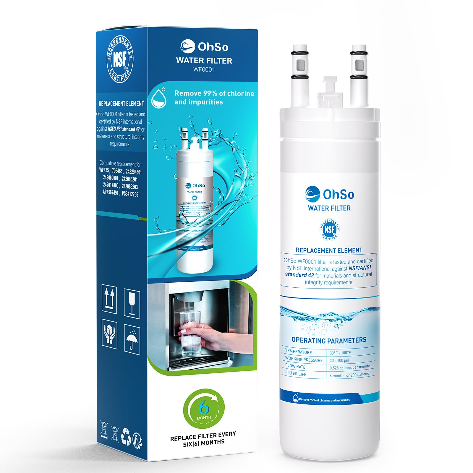 Photo 1 of Replacement Water Filter for Frigidaire WF3CB, Pure Source 3, Compatible with WF425, 706465, 242086201, 242086203, 242294501, 242069601, 242294501, 242017800, AP4567491, Height 9 Inch, Pack of 1